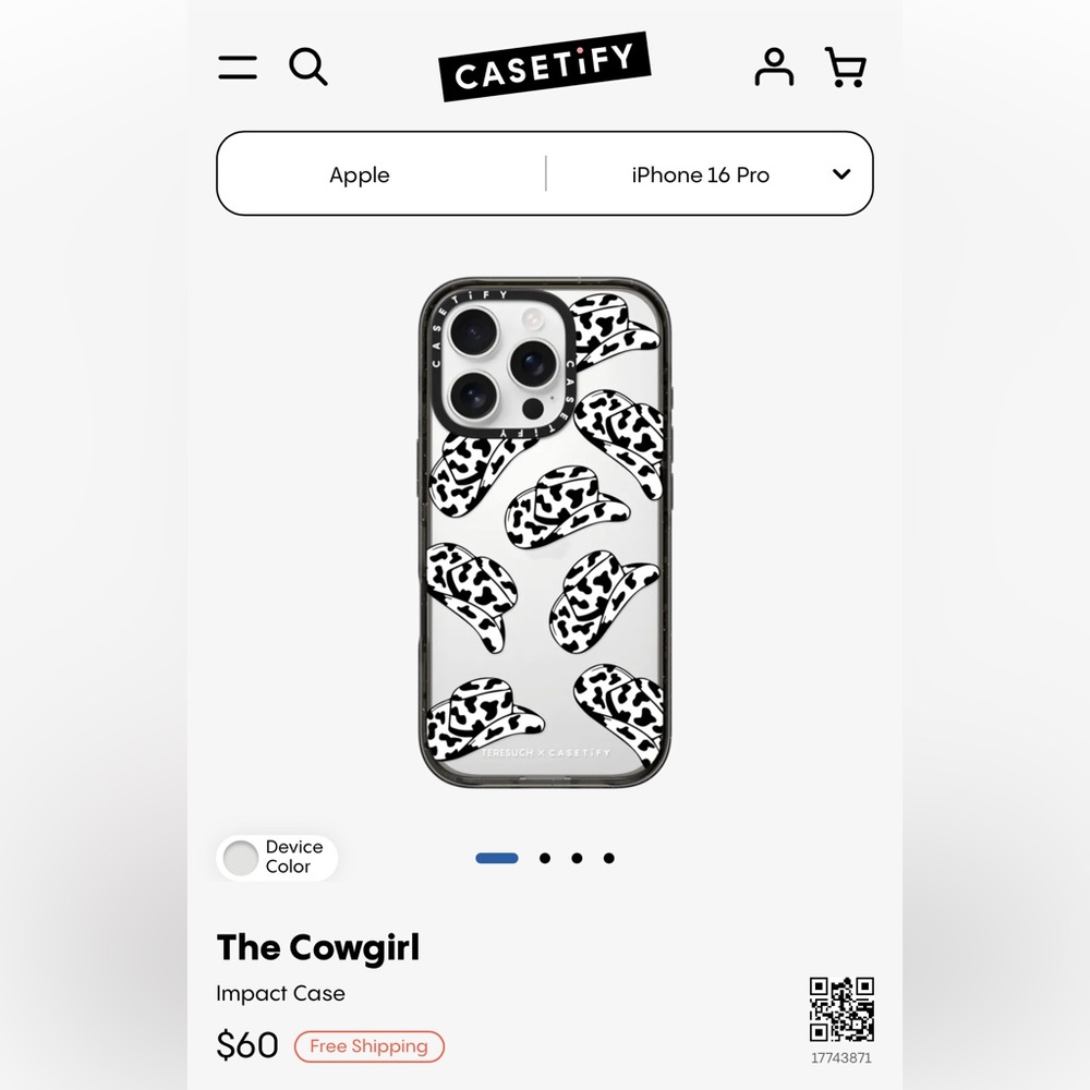 Casetify Black and White Cowgirl Impact Case for iPhone 13 PRO MAX